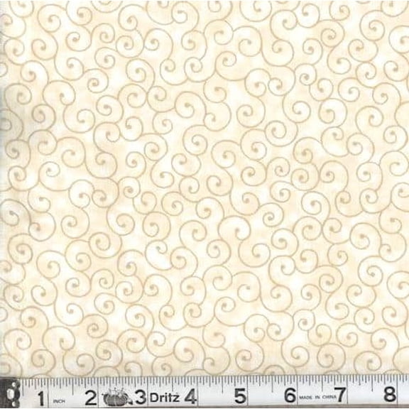 Marshall Dry Goods 100% Cotton Swirls Sewing and Craft Fabric By The Yard, Natural