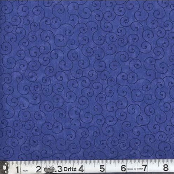 Marshall Dry Goods 100% Cotton Swirls Sewing and Craft Fabric, Navy