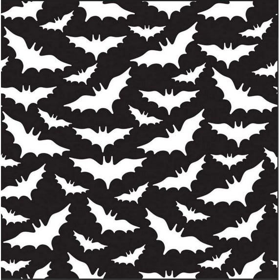 Marshall Dry Goods 45" Cotton Halloween Flying White Bats Sewing & Craft Fabric By The Yard, Black