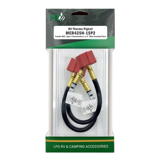 Marshall Excelsior MER425H-15P2 High Flow Thermo Pigtail, 1/4" Inverted Flare X QCC - 15", Pack of 2