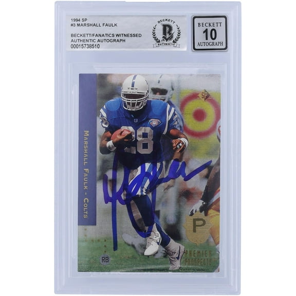 Marshall Faulk Indianapolis Colts Autographed 1994 Upper Deck SP #3 Beckett Fanatics Witnessed Authenticated 10 Rookie Card - Fanatics Authentic Certified