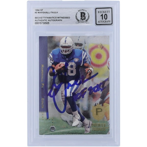 Marshall Faulk Indianapolis Colts Autographed 1994 Upper Deck SP #3 Beckett Fanatics Witnessed Authenticated 10 Rookie Card with "HOF 20XI" Inscription - Fanatics Authentic Certified