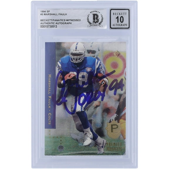 Marshall Faulk Indianapolis Colts Autographed 1994 Upper Deck SP #3 Beckett Fanatics Witnessed Authenticated 10 Rookie Card with "OROY94" Inscription - Fanatics Authentic Certified