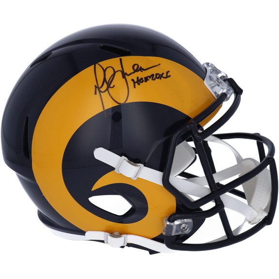 Marshall Faulk St. Louis Rams Autographed Riddell Throwback 1981 - 1999 Speed Replica Helmet with "HOF" Inscription - Fanatics Authentic Certified