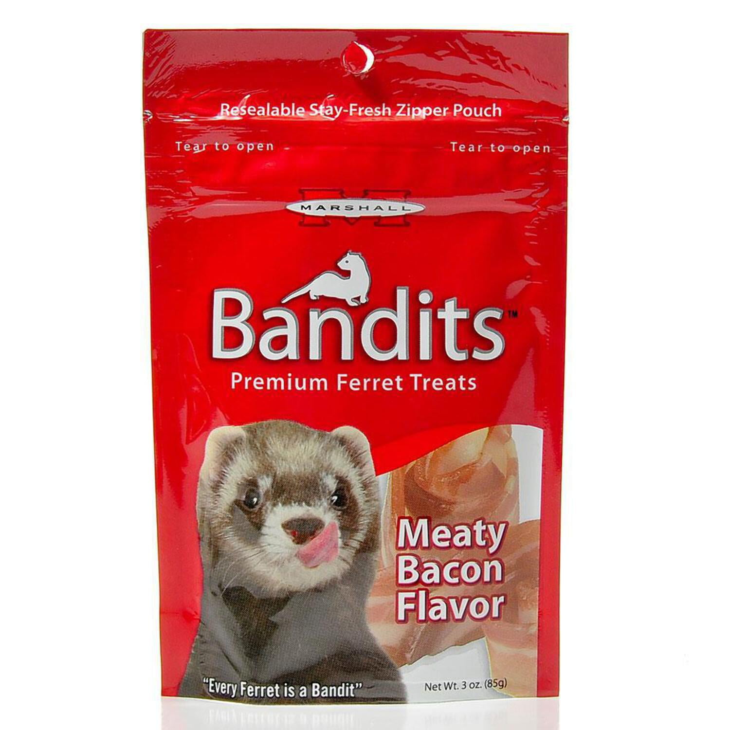 MARSHALL THUNDERING HERD Marshall Bandits Ferret Pet Treat Bacon Fresh Protein 3 oz.