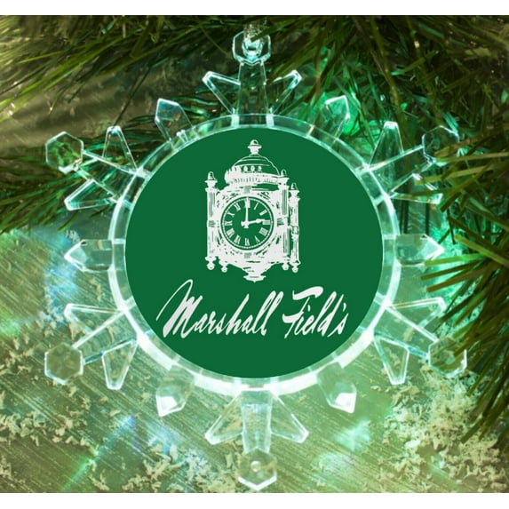 Marshall Field's Snowflake tri- Colored Blinking Holiday Christmas Tree Ornament. Batteries Included