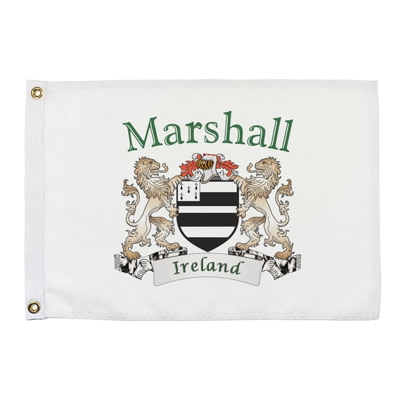 Marshall Irish Coat of Arms Small White Flag - 16"x10.5" inches