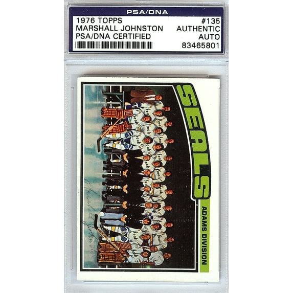 Marshall Johnston Autographed 1976 Topps Card #135 California Golden Seals PSA/DNA #83465801