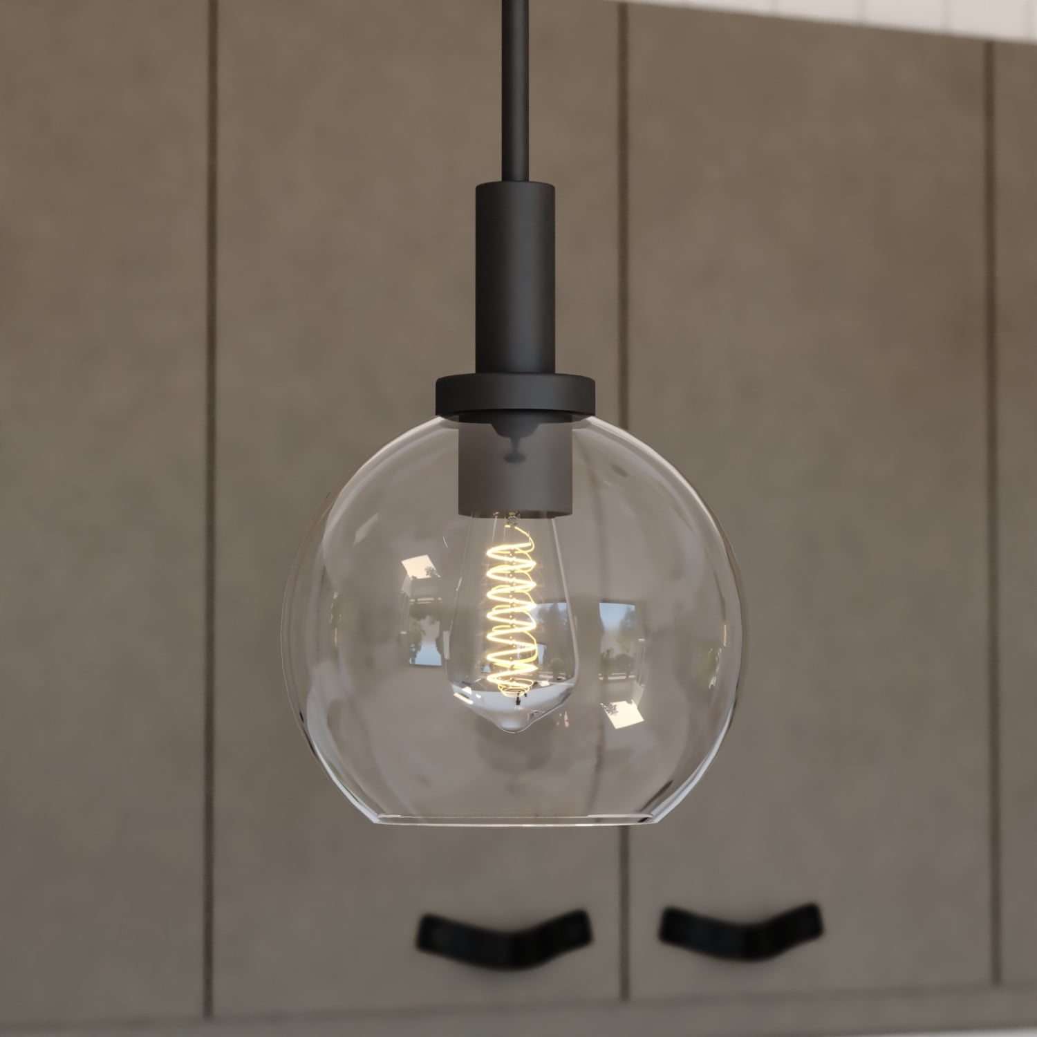 Marshall Matte Black Mini Pendant with Clear Glass Globe