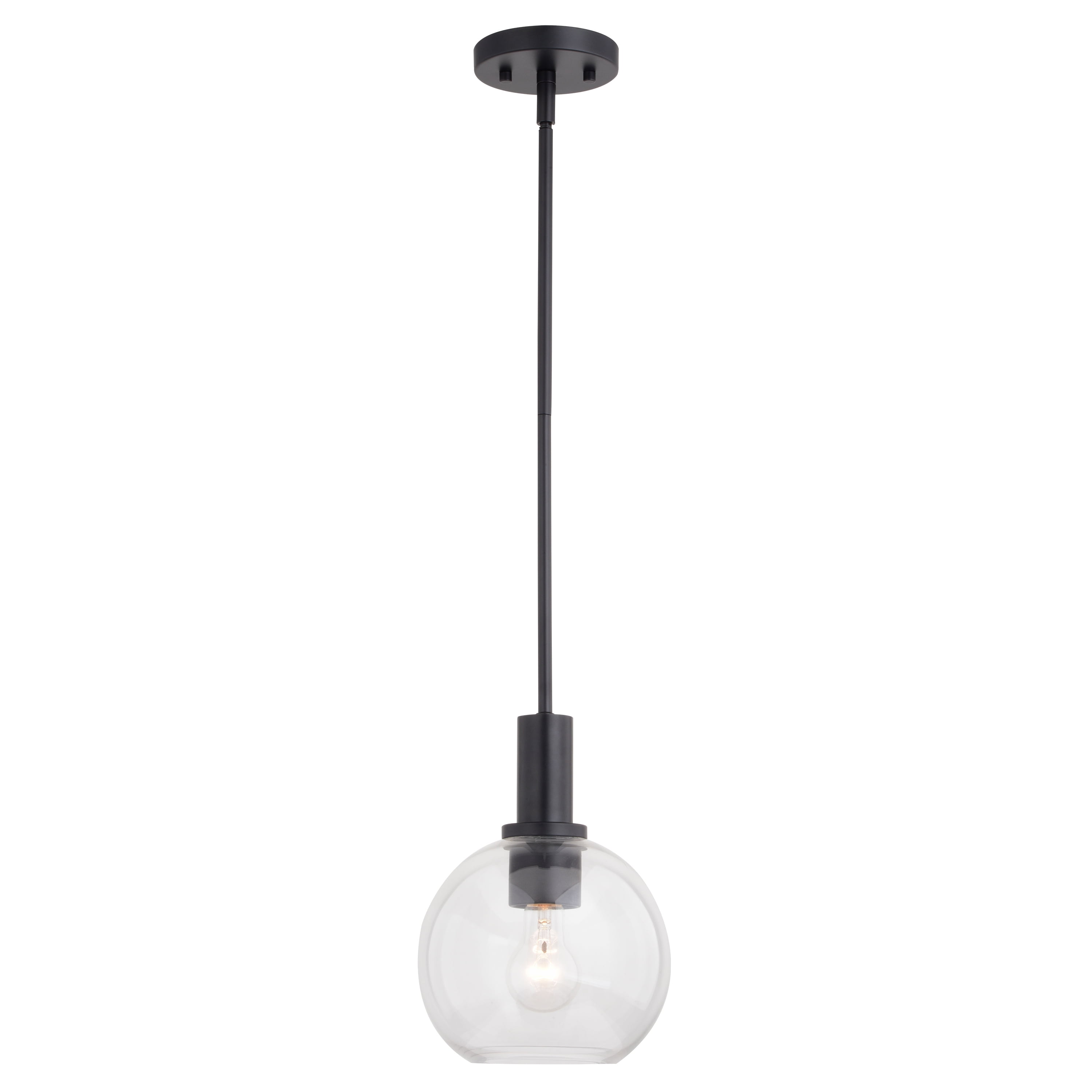 Marshall Matte Black Mini Pendant with Clear Glass Globe