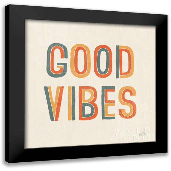 Marshall, Laura 12x12 Black Modern Framed Museum Art Print Titled - Retro Words I