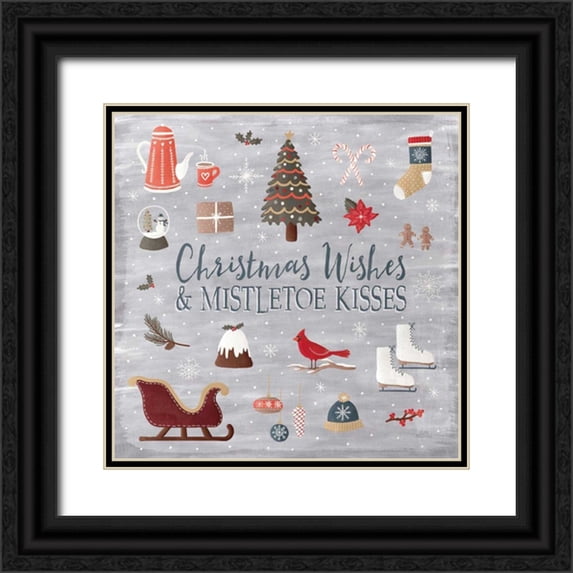 Marshall, Laura 12x12 Black Ornate Wood Framed with Double Matting Museum Art Print Titled - Christmas Cheer I