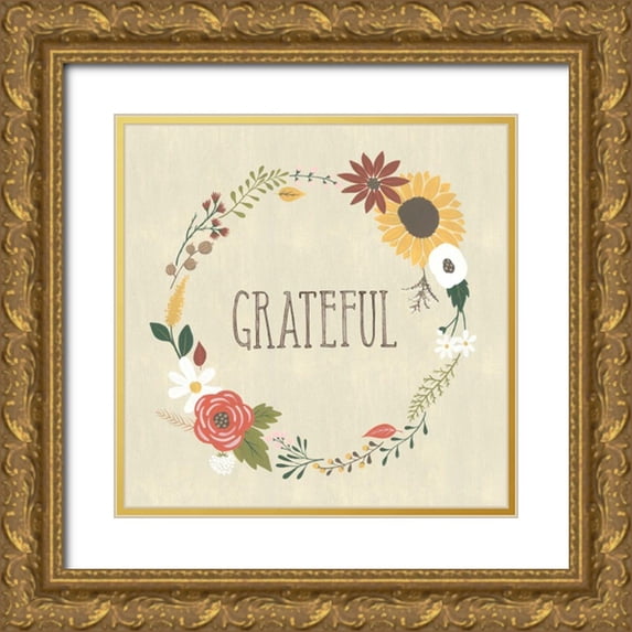 Marshall, Laura 12x12 Gold Ornate Wood Framed with Double Matting Museum Art Print Titled - Autumn Garden Grateful
