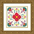 thumbnail image 1 of Marshall, Laura 12x12 Gold Ornate Wood Framed with Double Matting Museum Art Print Titled - Floral Fiesta White Tile XII, 1 of 4