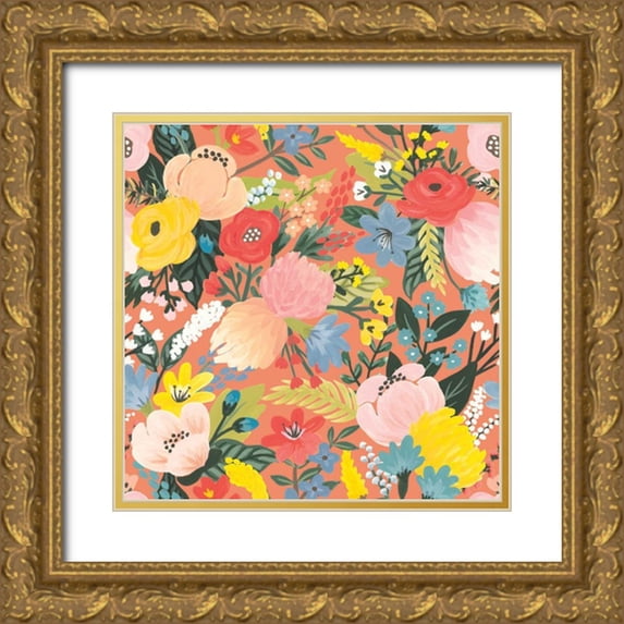 Marshall, Laura 12x12 Gold Ornate Wood Framed with Double Matting Museum Art Print Titled - Wild Garden Pattern IB