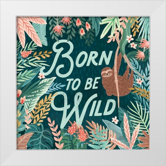 Marshall, Laura 12x12 White Modern Wood Framed Museum Art Print Titled - Jungle Hangout II Born to be Wild