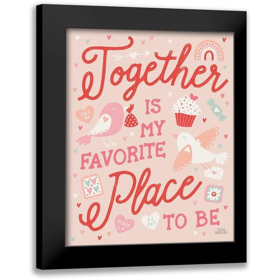 Marshall, Laura 12x14 Black Modern Framed Museum Art Print Titled - Lovebirds V