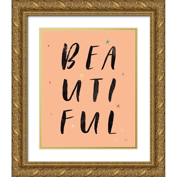 Marshall, Laura 12x14 Gold Ornate Wood Framed with Double Matting Museum Art Print Titled - Colorful Bold Words II