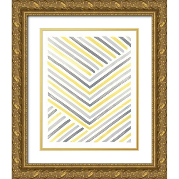 Marshall, Laura 12x14 Gold Ornate Wood Framed with Double Matting Museum Art Print Titled - Desert Sunset IV Yellow Gray