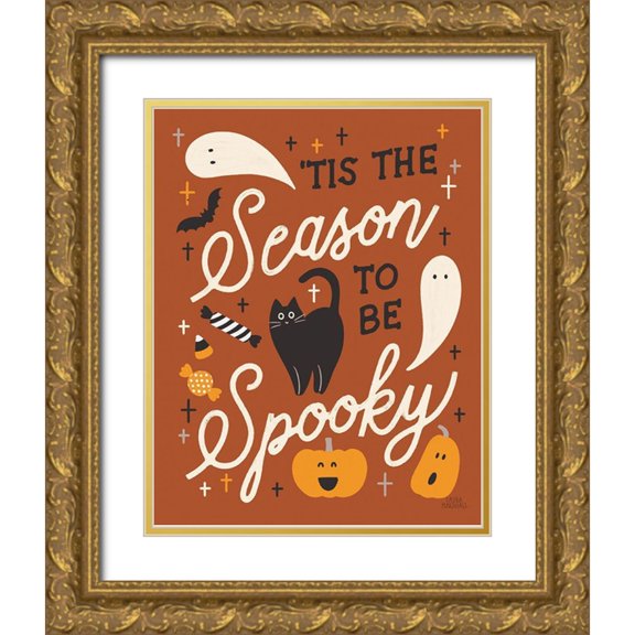 Marshall, Laura 12x14 Gold Ornate Wood Framed with Double Matting Museum Art Print Titled - Trick or Treat V Rust