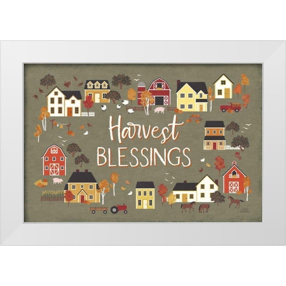 Marshall, Laura 14x11 White Modern Wood Framed Museum Art Print Titled - Harvest Village I Script
