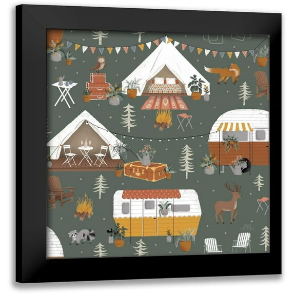 Marshall, Laura 15x15 Black Modern Framed Museum Art Print Titled - Gone Glamping Pattern ID