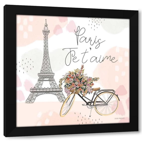 Laura Marshall 15x15 Black Modern Wood Framed Wall Art Titled - Sweet Paris II