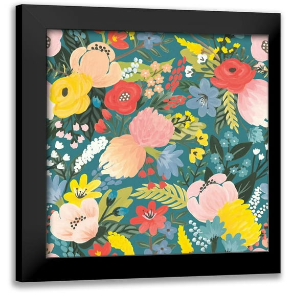 Marshall, Laura 15x15 Black Modern Framed Museum Art Print Titled - Wild Garden Pattern IA