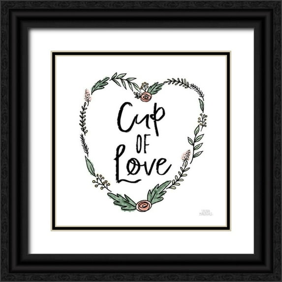 Marshall, Laura 15x15 Black Ornate Wood Framed with Double Matting Museum Art Print Titled - Cup of Love