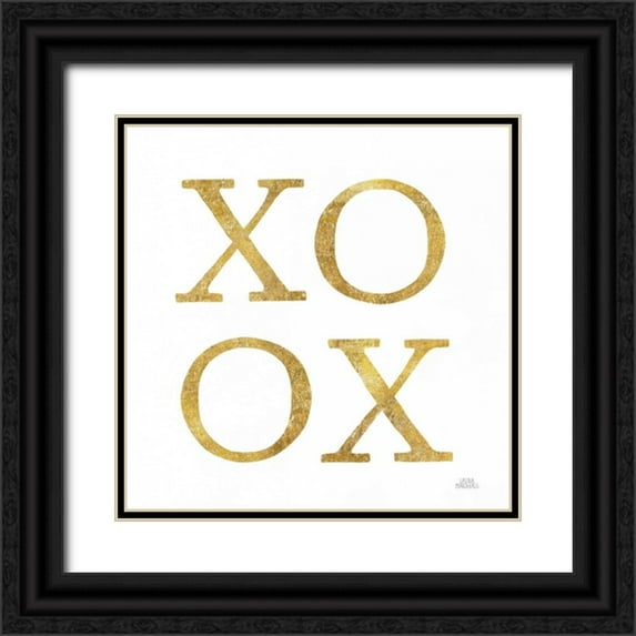 Marshall, Laura 15x15 Black Ornate Wood Framed with Double Matting Museum Art Print Titled - Love Letters XoXo