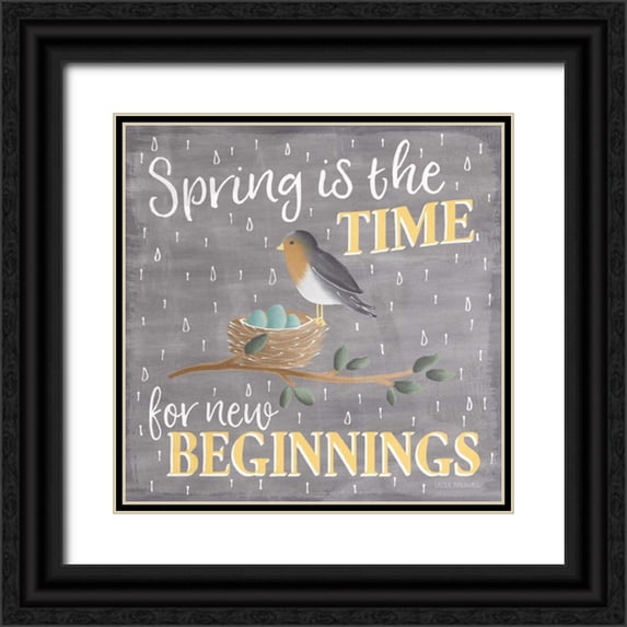 Marshall, Laura 15x15 Black Ornate Wood Framed with Double Matting Museum Art Print Titled - Smitten With Spring V