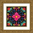 thumbnail image 1 of Marshall, Laura 15x15 Gold Ornate Wood Framed with Double Matting Museum Art Print Titled - Floral Fiesta Tile VII, 1 of 4