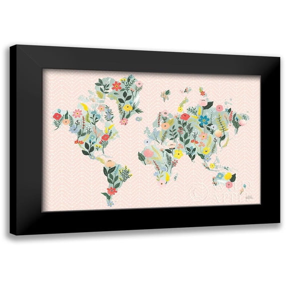 Marshall, Laura 18x13 Black Modern Framed Museum Art Print Titled - Wild Garden World Blush