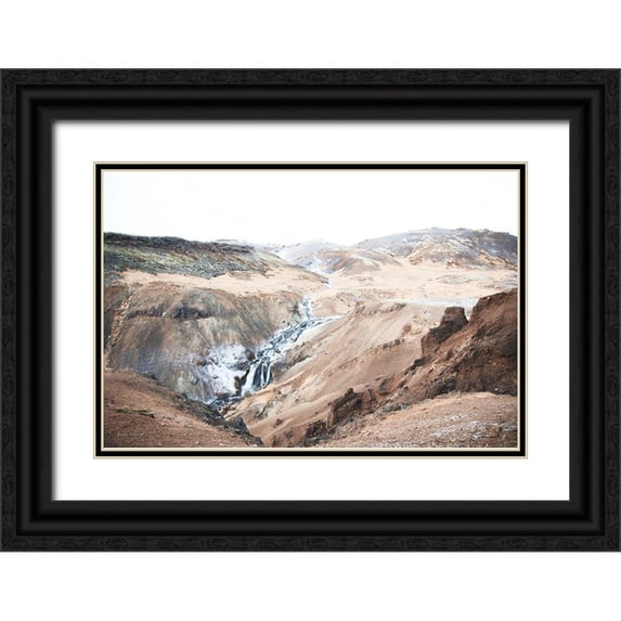 Marshall, Laura 18x13 Black Ornate Wood Framed with Double Matting Museum Art Print Titled - Reykjadalur Hot River