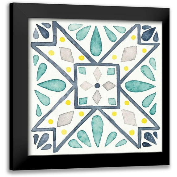 Marshall, Laura 20x20 Black Modern Framed Museum Art Print Titled - Garden Getaway Tile IX White