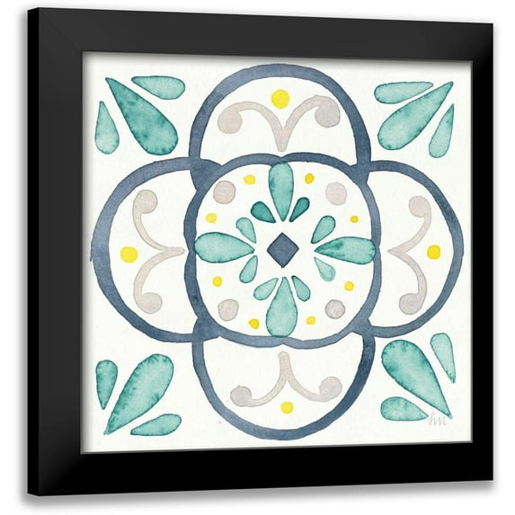 Marshall, Laura 20x20 Black Modern Framed Museum Art Print Titled - Garden Getaway Tile VII White