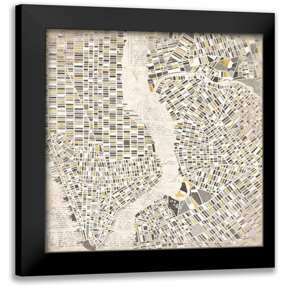 Marshall, Laura 20x20 Black Modern Framed Museum Art Print Titled - Mod New York Map