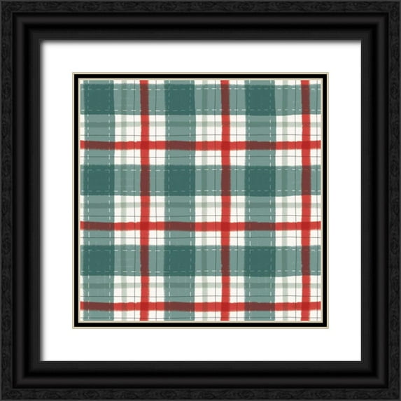 Marshall, Laura 20x20 Black Ornate Wood Framed with Double Matting Museum Art Print Titled - Christmas Village Pattern IV
