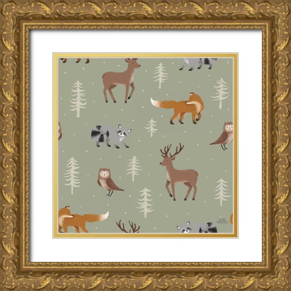 Marshall, Laura 20x20 Gold Ornate Wood Framed with Double Matting Museum Art Print Titled - Gone Glamping Pattern VIB