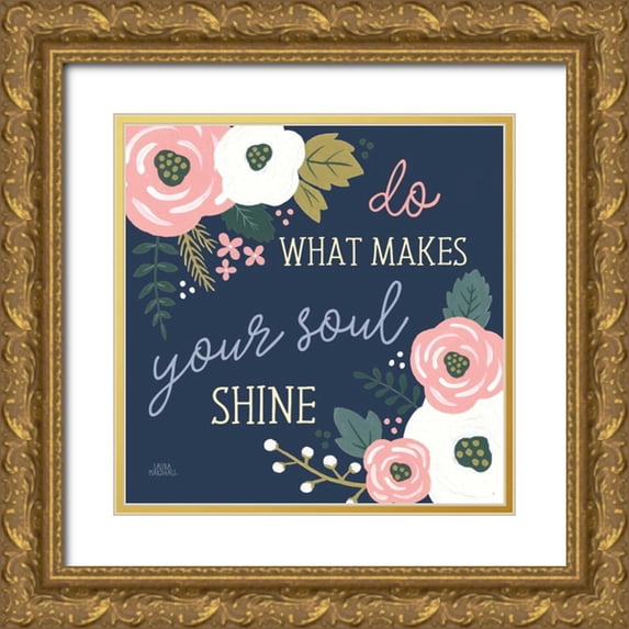 Marshall, Laura 20x20 Gold Ornate Wood Framed with Double Matting Museum Art Print Titled - Wildflower Daydreams VII Navy Soul
