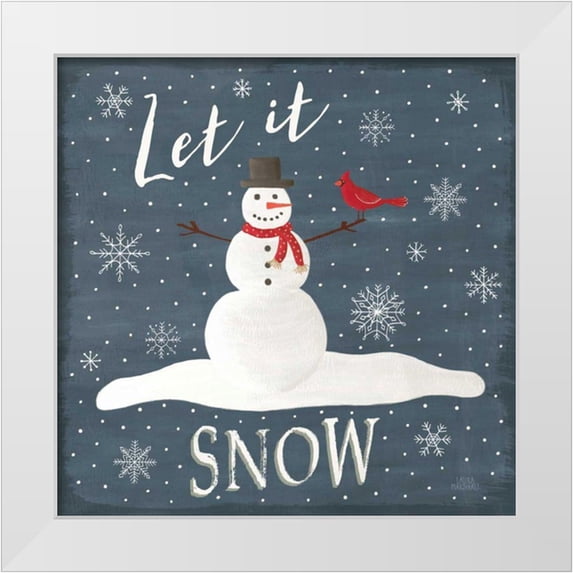 Marshall, Laura 20x20 White Modern Wood Framed Museum Art Print Titled - Christmas Cheer IV Let it Snow