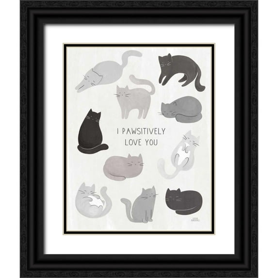 Marshall, Laura 20x24 Black Ornate Wood Framed with Double Matting Museum Art Print Titled - I Pawsitively Love You