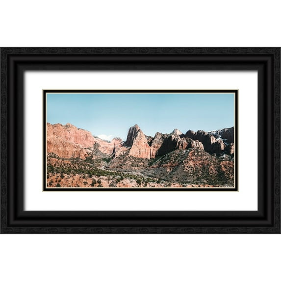 Marshall, Laura 24x14 Black Ornate Wood Framed with Double Matting Museum Art Print Titled - Kolob Canyons II Color