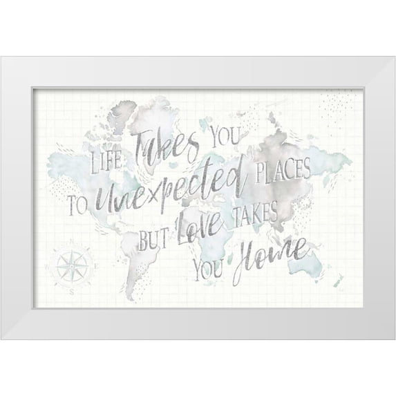 Marshall, Laura 24x17 White Modern Wood Framed Museum Art Print Titled - Wonderful World I Mint Unexpected Places