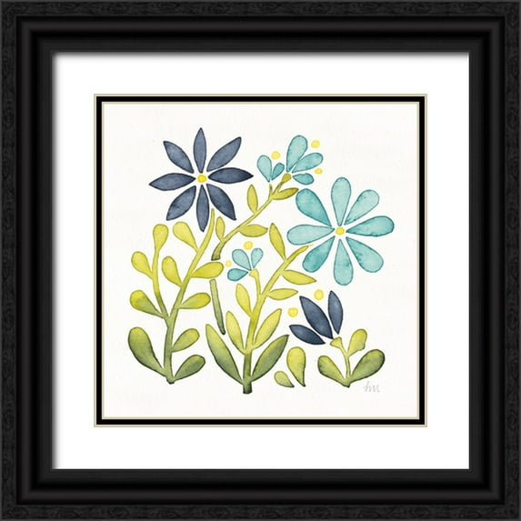 Marshall, Laura 26x26 Black Ornate Wood Framed with Double Matting Museum Art Print Titled - Garden Getaway Flowers II