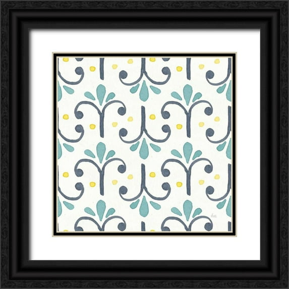 Marshall, Laura 26x26 Black Ornate Wood Framed with Double Matting Museum Art Print Titled - Garden Getaway Pattern XIV