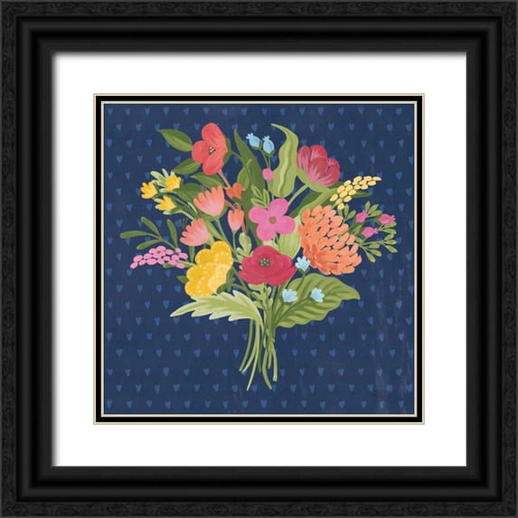 Marshall, Laura 26x26 Black Ornate Wood Framed with Double Matting Museum Art Print Titled - Love Letters X No Banner Blue