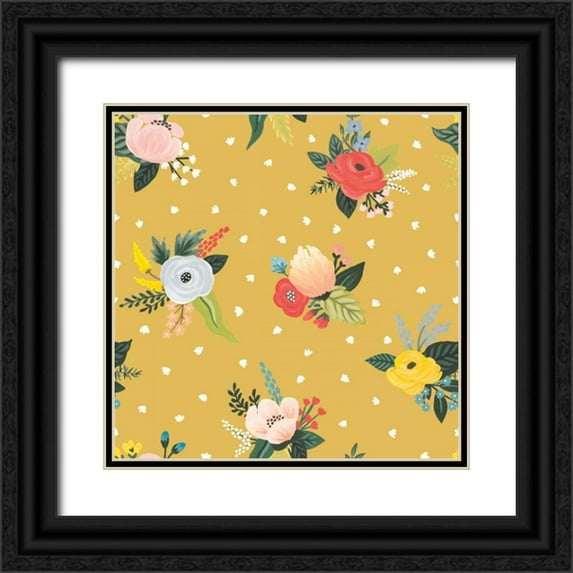 Marshall, Laura 26x26 Black Ornate Wood Framed with Double Matting Museum Art Print Titled - Wild Garden Pattern VC