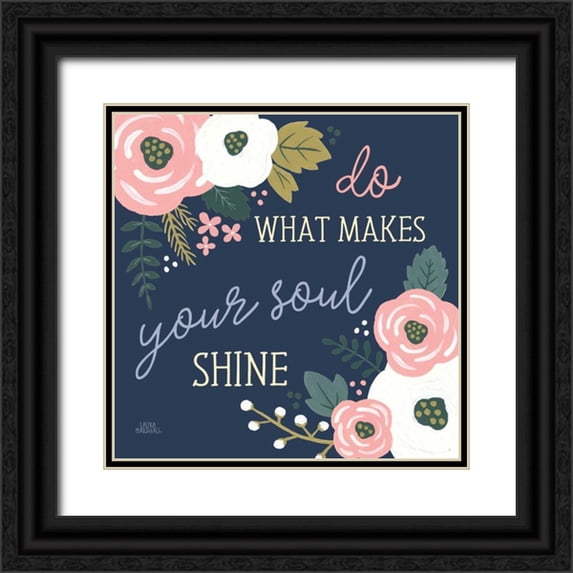 Marshall, Laura 26x26 Black Ornate Wood Framed with Double Matting Museum Art Print Titled - Wildflower Daydreams VII Navy Soul