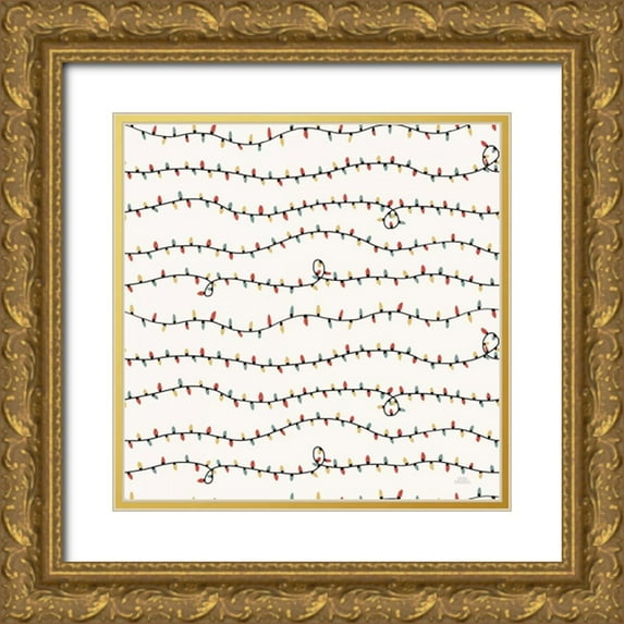 Marshall, Laura 26x26 Gold Ornate Wood Framed with Double Matting Museum Art Print Titled - Christmas Village Pattern V
